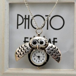 Vintage - Watch Owl - Pendant NecklaceNecklaces