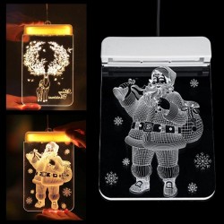Decoração 3D de Natal para porta / janela - luz LED - placa transparente com ventosa