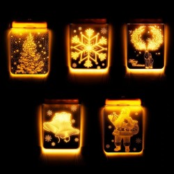 Decoração 3D de Natal para porta / janela - luz LED - placa transparente com ventosa