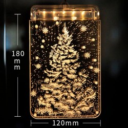 Decoração 3D de Natal para porta / janela - luz LED - placa transparente com ventosa