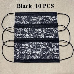Máscaras protetoras de boca / rosto - descartável - 3-camada - design de renda - 10 - 50 - 100 peças