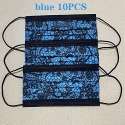Máscaras protetoras de boca / rosto - descartável - 3-camada - design de renda - 10 - 50 - 100 peças