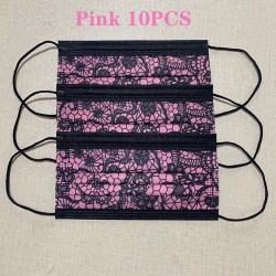 Máscaras protetoras de boca / rosto - descartável - 3-camada - design de renda - 10 - 50 - 100 peças