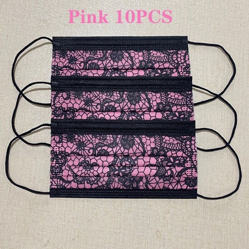 Máscaras protetoras de boca / rosto - descartável - 3-camada - design de renda - 10 - 50 - 100 peças