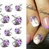Adesivos de arte de unhas - transferência de água - flores roxas