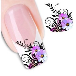 Adesivos de arte de unhas - transferência de água - flores roxas