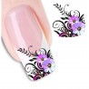Adesivos de arte de unhas - transferência de água - flores roxas