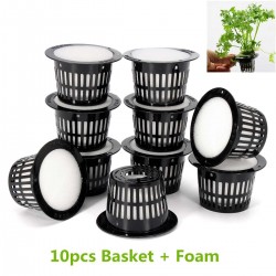 pote de malha - cesta - para planta do sistema hidropônico / cultivo vegetal - com inserção de espuma - 10 peças