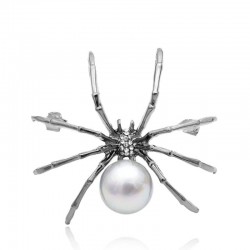 Aranha branca com pérola - broche elegante