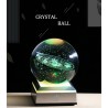 globo 3D com 8 planetas - bola de cristal com base - laser gravado - luz de noite LED - 8cm