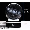 globo 3D com 8 planetas - bola de cristal com base - laser gravado - luz de noite LED - 8cm