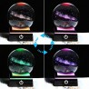 globo 3D com 8 planetas - bola de cristal com base - laser gravado - luz de noite LED - 8cm