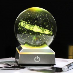 globo 3D com 8 planetas - bola de cristal com base - laser gravado - luz de noite LED - 8cm