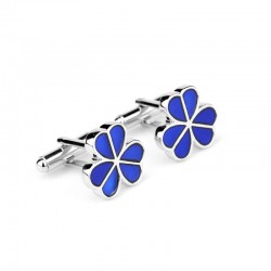 Algemas de prata - flores de esmalte azul