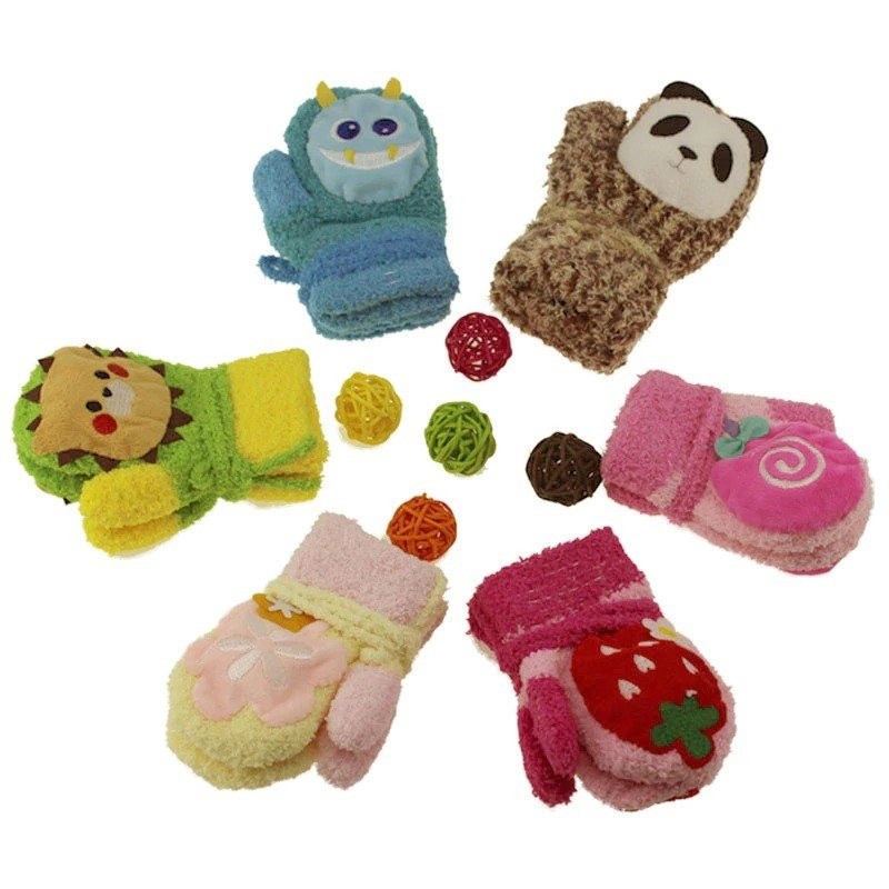 Crianças luvas de inverno - projeto animal - com corda