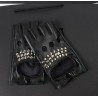 Luvas de couro - meio dedo design - com rebites - unisex