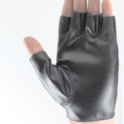 Luvas de couro - meio dedo design - com rebites - unisex