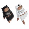 Luvas de couro - meio dedo design - com rebites - unisex