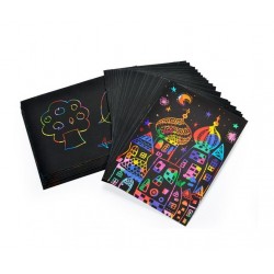 Color rainbow - scratch art paper card - set with graffiti stencilEducational