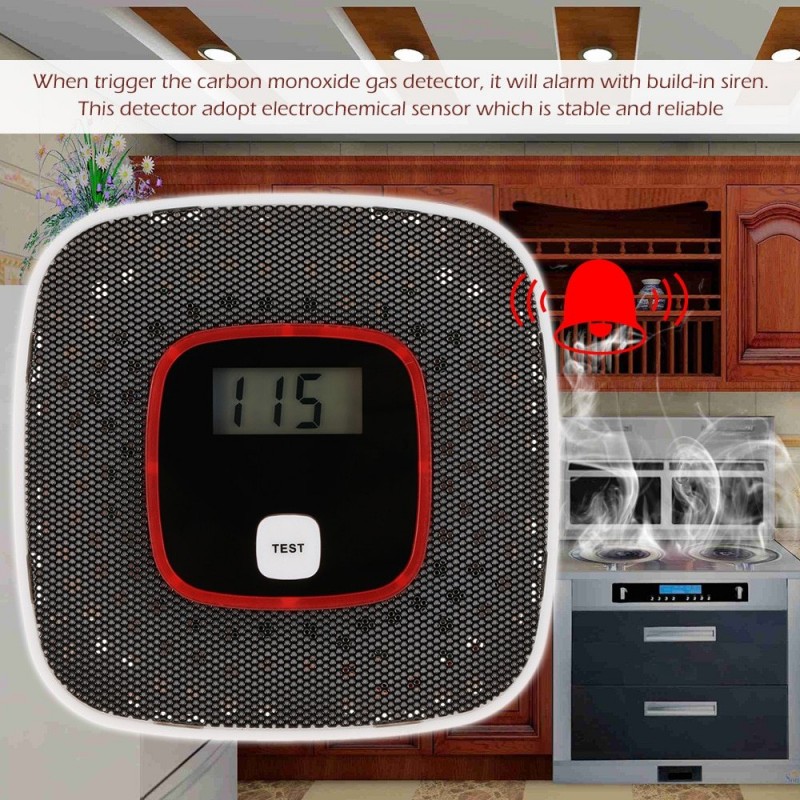 LCD - alarme de gás monóxido de carbono - envenenamento / testador de fumaça - detector - sensor - monitor
