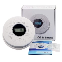 Detector de fumaça / monóxido de carbono - com aviso de som / números de exibição - bateria alimentado