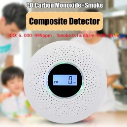 Detector de fumaça / monóxido de carbono - com aviso de som / números de exibição - bateria alimentado