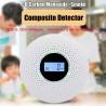 Detector de fumaça / monóxido de carbono - com aviso de som / números de exibição - bateria alimentado