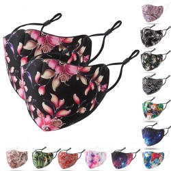Máscara protetora face / boca - PM2.5 - reutilizável - impressão floral - 2 peças