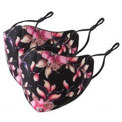 Máscara protetora face / boca - PM2.5 - reutilizável - impressão floral - 2 peças