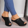 High Heels - Denim Slippers - Black - BlueHigh heels