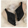 High Heels - Denim Slippers - Black - BlueHigh heels