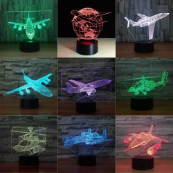 Lâmpada de avião de ar - luz 3D - LED - 7 cores
