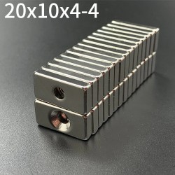 N35 Ímãs de neodímio - bloco ímã forte 20 * 10 * 4mm com furo de 4mm - 10 peças