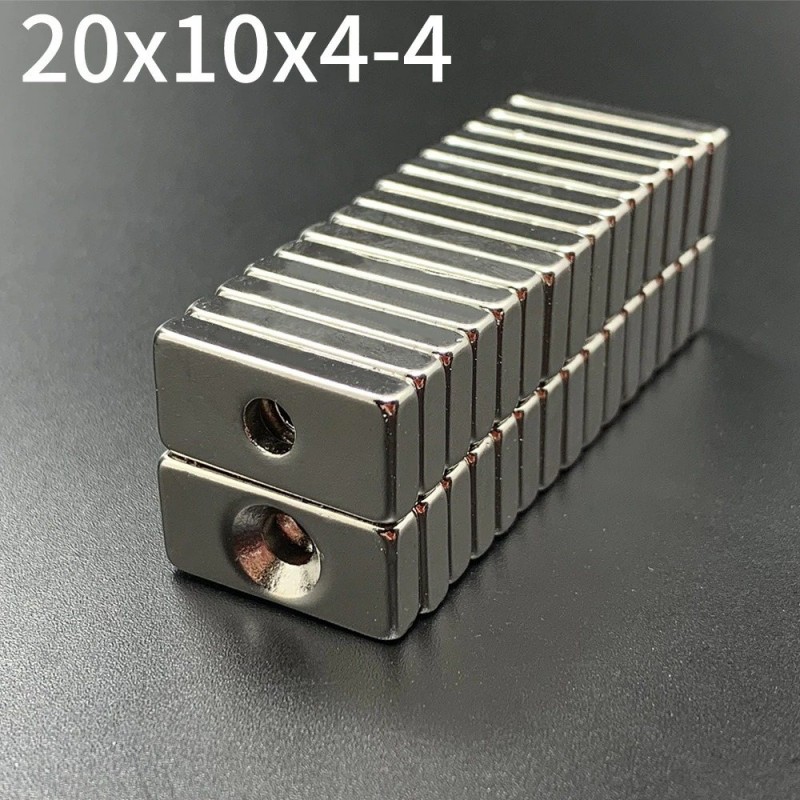 N35 Ímãs de neodímio - bloco ímã forte 20 * 10 * 4mm com furo de 4mm - 10 peças