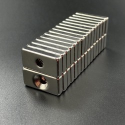 N35 Ímãs de neodímio - bloco ímã forte 20 * 10 * 4mm com furo de 4mm - 10 peças
