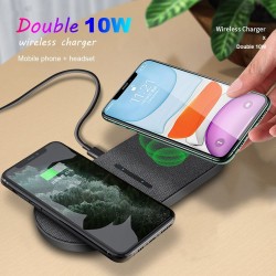 2 em 1 Qi carregador sem fio - Samsung S20 - S10 - Pad de carregamento rápido duplo