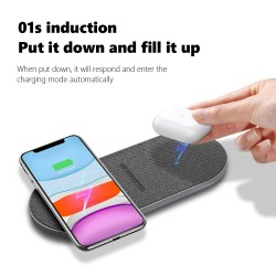 2 em 1 Qi carregador sem fio - Samsung S20 - S10 - Pad de carregamento rápido duplo