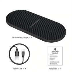2 em 1 Qi carregador sem fio - Samsung S20 - S10 - Pad de carregamento rápido duplo