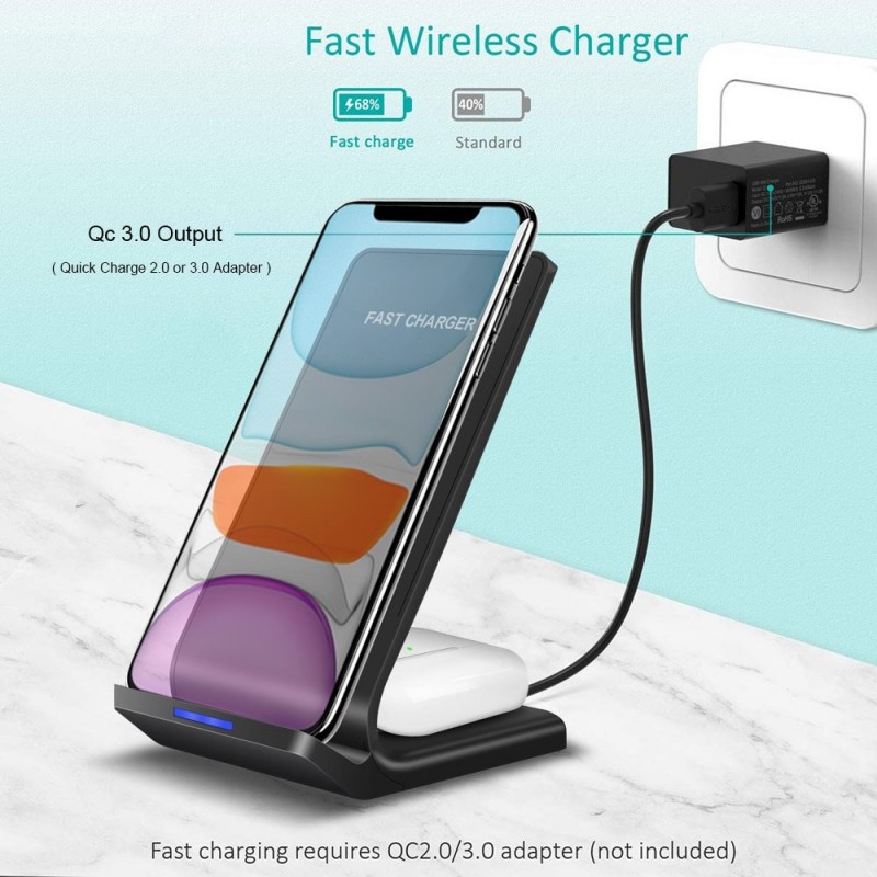 15W - 2 in 1 - Qi Wireless Charger - Samsung S10 - S20Chargers 15W - 2 in 1 - Qi Wireless Charger - Samsung S10 - S20Chargers