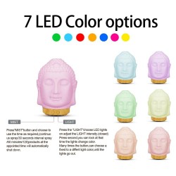 Cabeça de Buda - umidificador de ar - difusor - lâmpada noturna - LED - 100ml