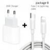 PD 20W - USB-C C2 - 5V 9V 2.2A - carregador rápido - plug UE