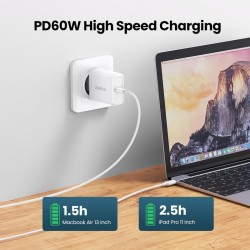 PD - 60W - Tipo-C - Cabo QC - Carga rápida