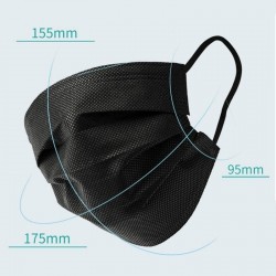 Cara protetora / máscara boca - descartável - 3-camada - preto - 5 - 500 peças