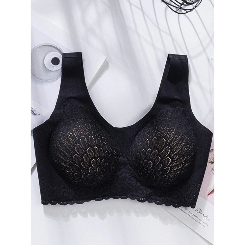 Sutiã de renda sexy - sem fio - push-up - confortável