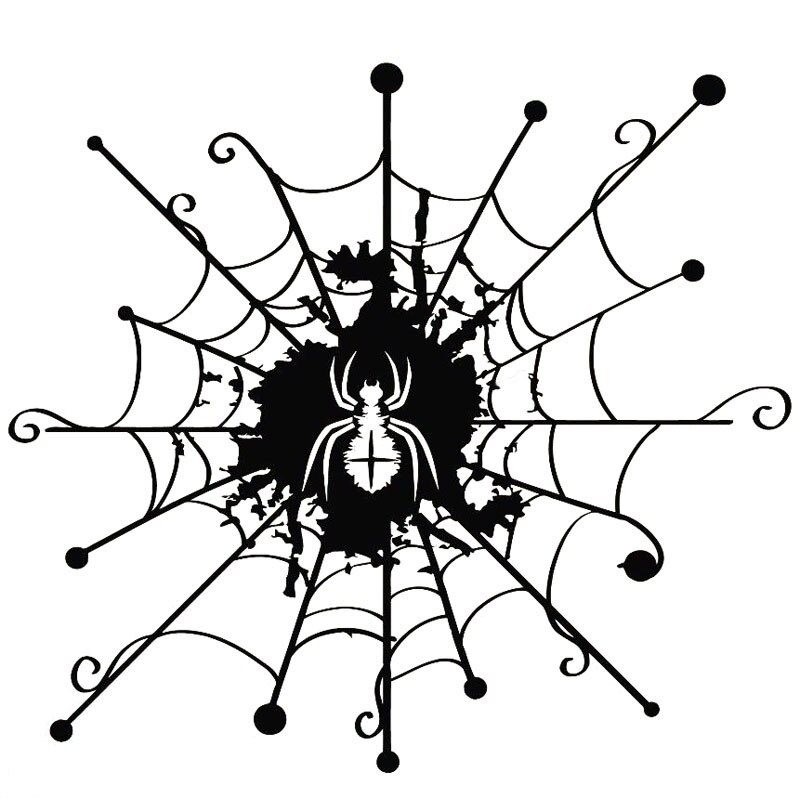 Web desenhos animados com uma aranha - autocolante