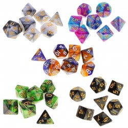 Dices de jogo poliedral - cores duplas - para RPG / DND / MTG jogo de mesa - 7 peças
