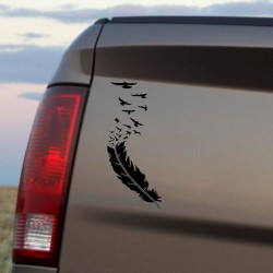 Pena com pássaros voadores - adesivo de carro de vinil
