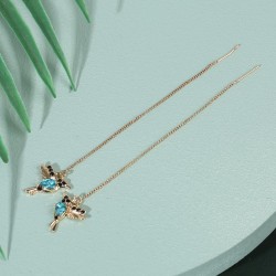 Brincos longos elegantes com pássaros de cristal