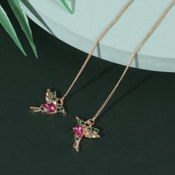 Brincos longos elegantes com pássaros de cristal