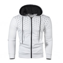 Warm hoodie with zipper - long sleeve - polka-dot printHoodies & Sweatshirt